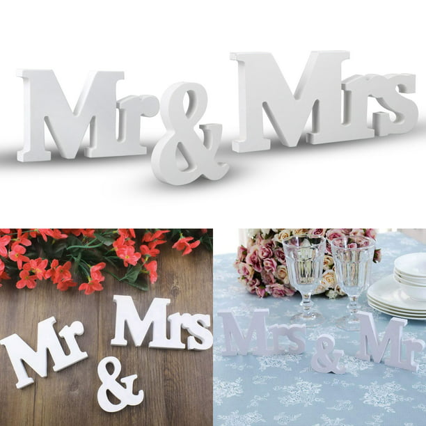 Wedding Decoration Mr & Mrs White Wooden Letters Sign For Sweetheart Table Decor